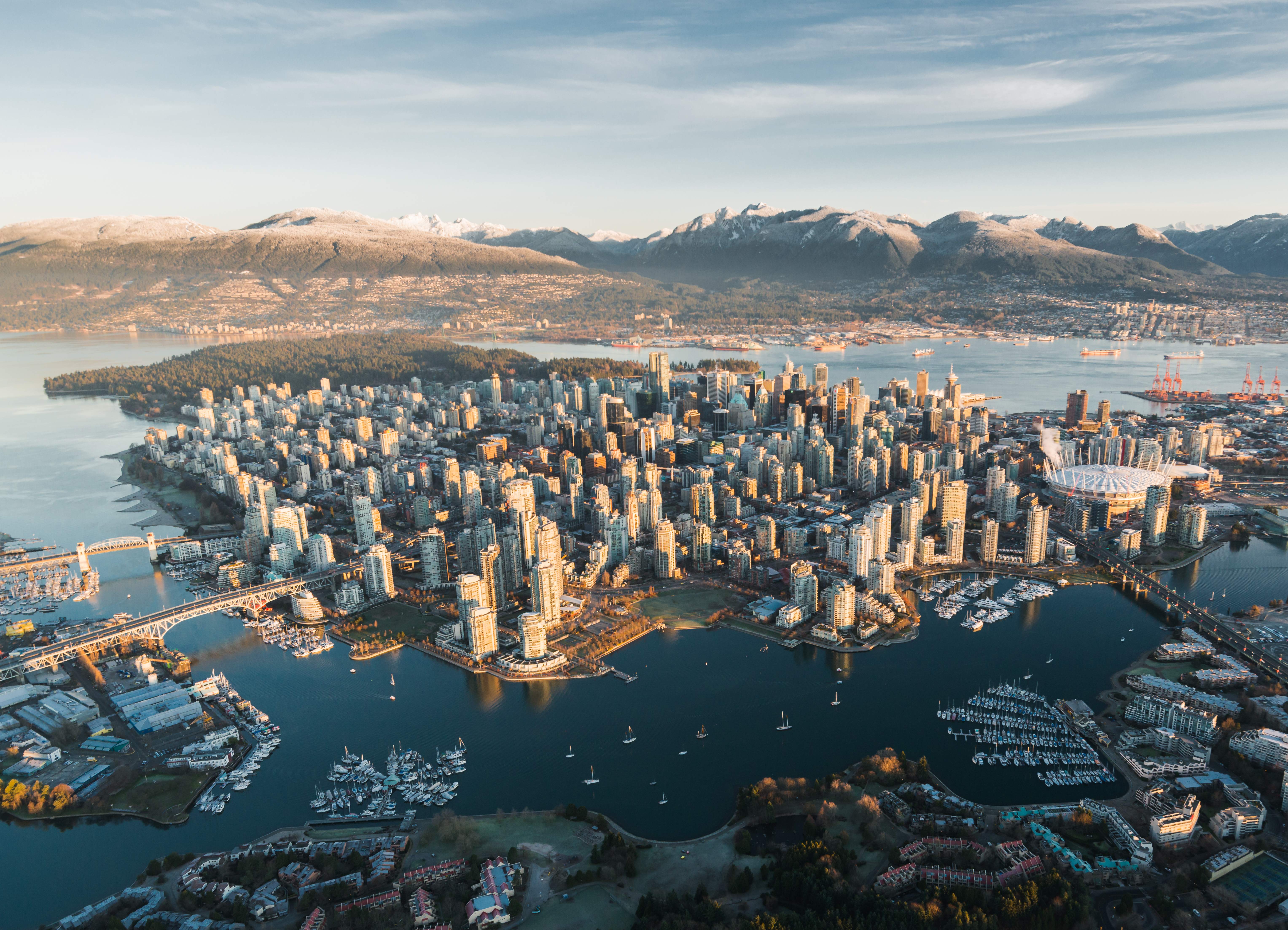 An aerial view of Vancouver, British Columbia