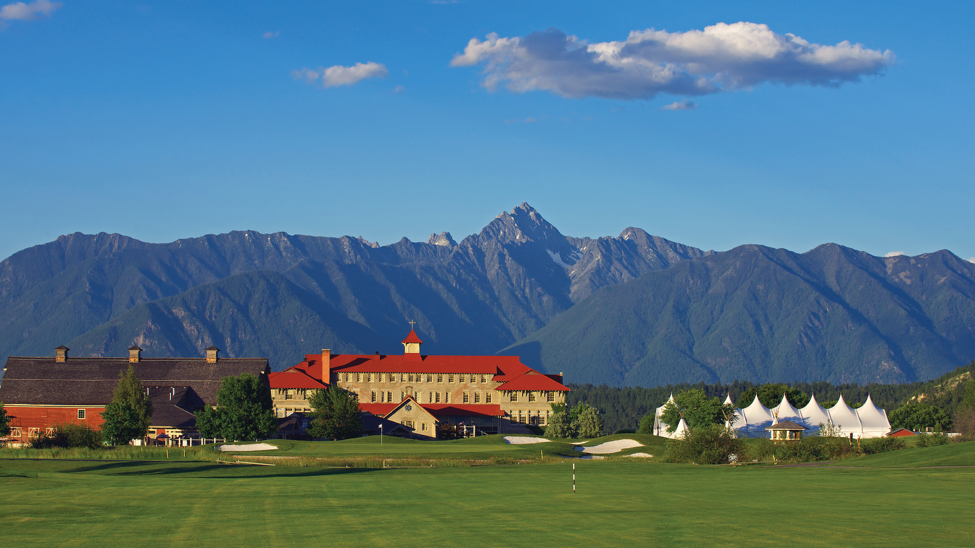 Exterior view of St. Eugene Resort and golf course