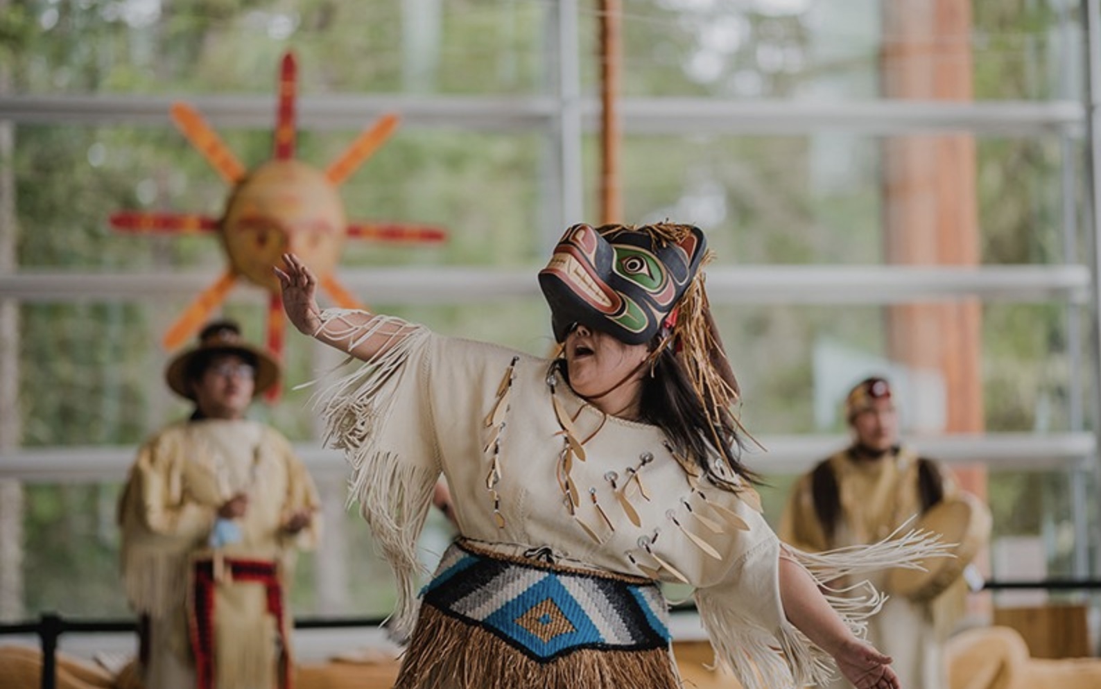 Dancer performing at the Squamish Lil'wat Cultural Centre