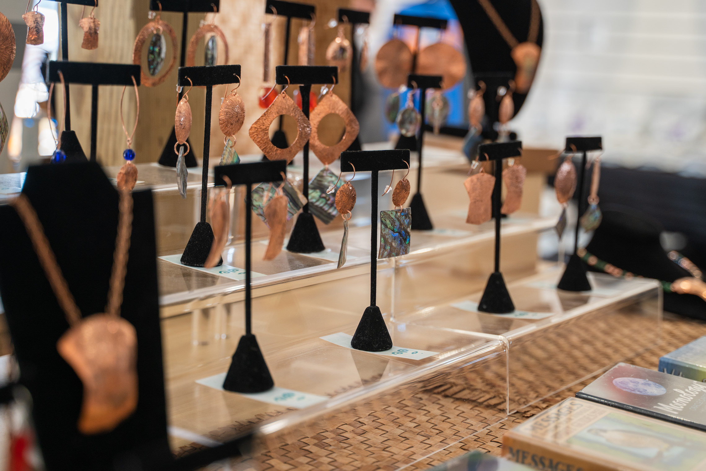 Jewelry on display at Culture Shock Gallery in Alert Bay, British Columbia