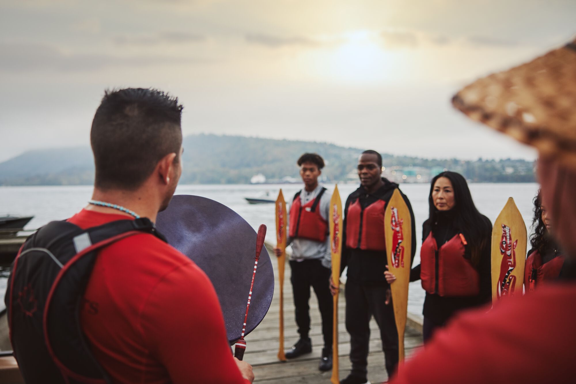 A family on a guided experience with Takaya Tours at Cates Park