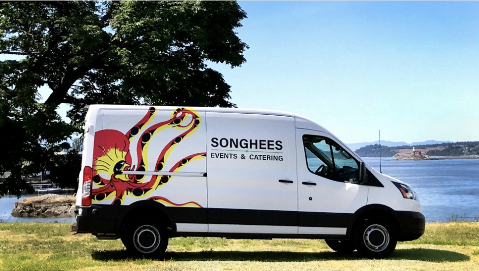 Songhees Events and Catering food truck parked outdoors in sunshine
