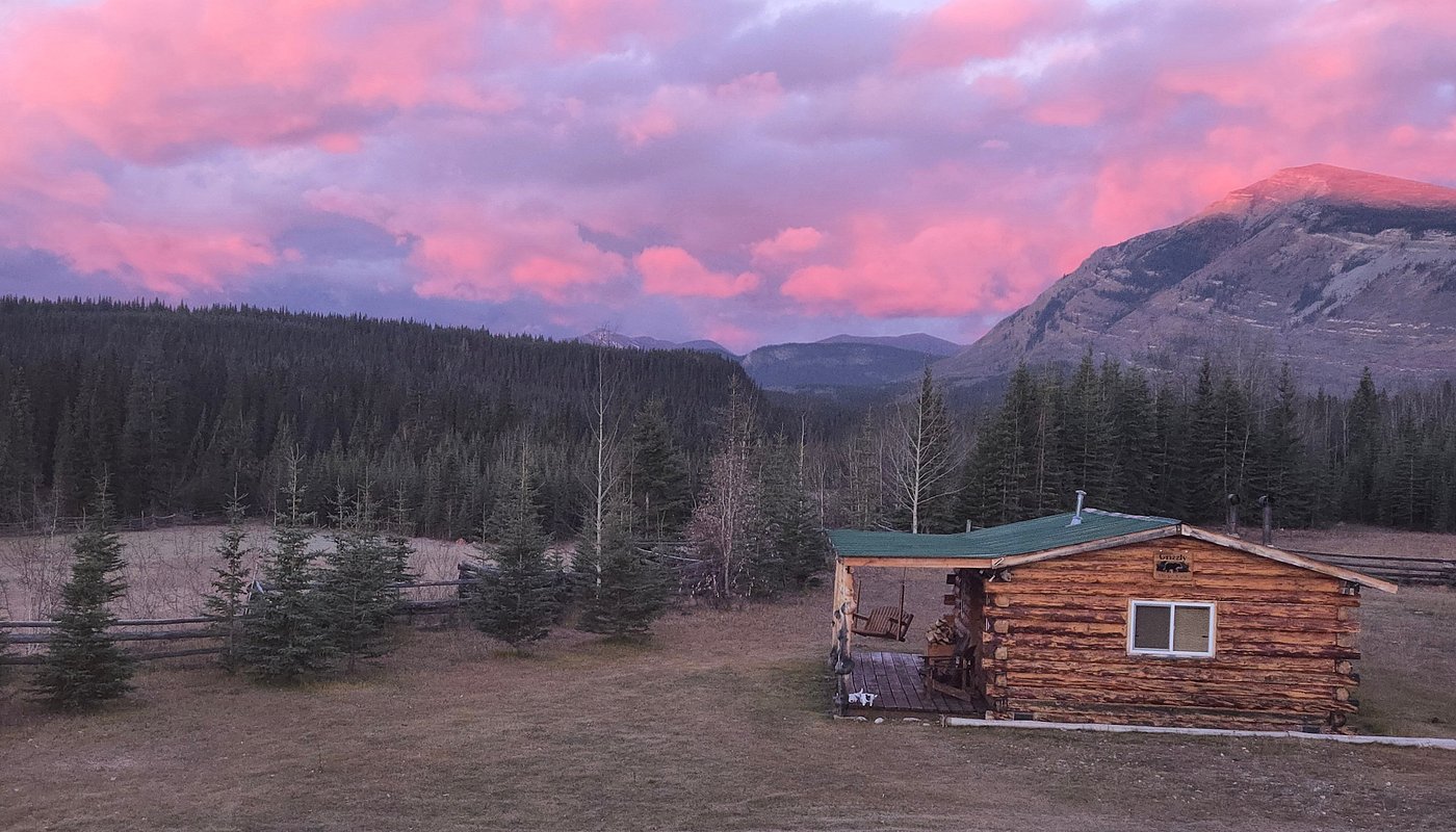 Sunset sky and the exterior of the Sikanni River Ranch