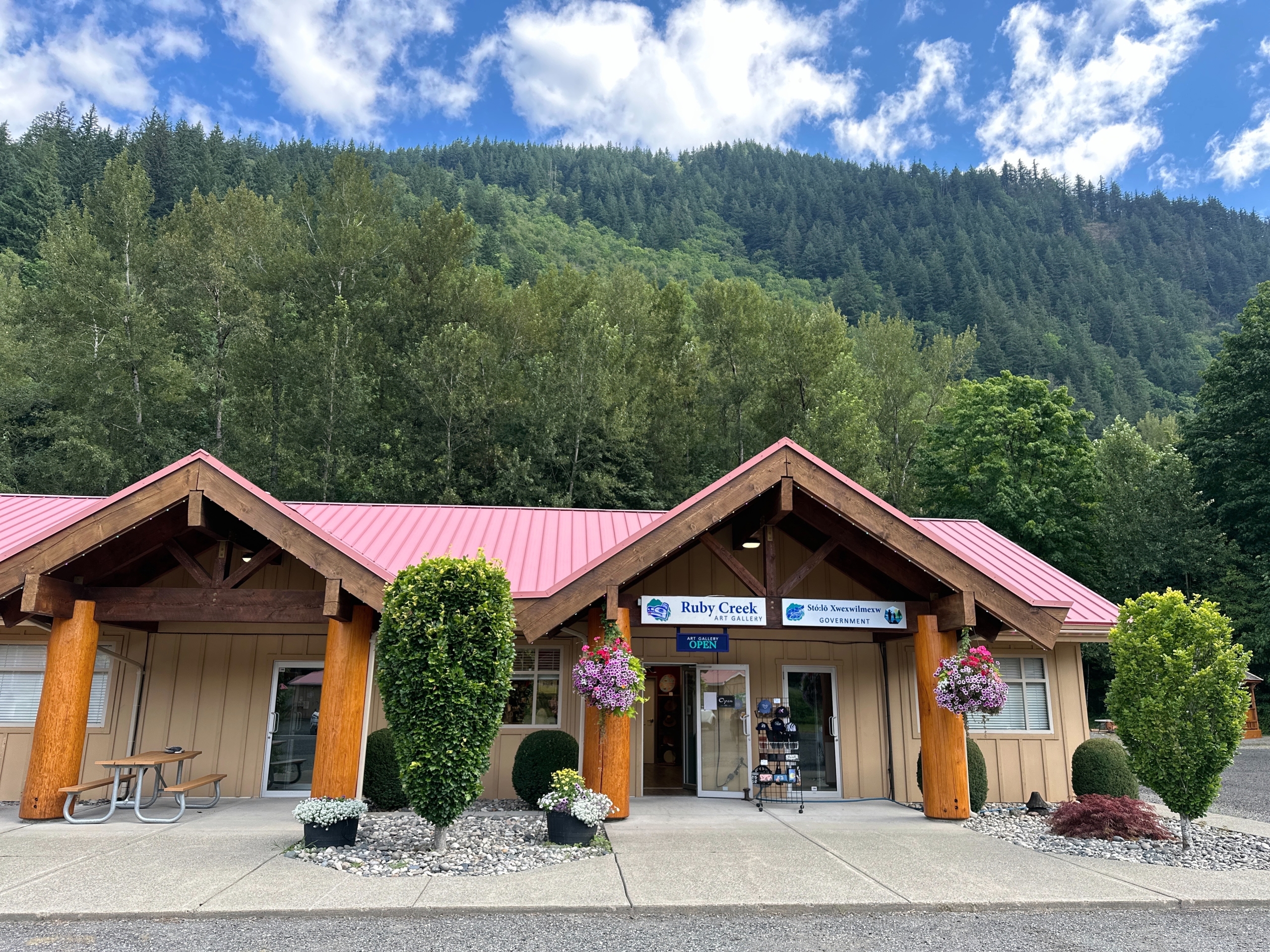 Outside of Ruby Creek Art Gallery located on scenic Highway #7 (Lougheed Highway) between Agassiz and Hope