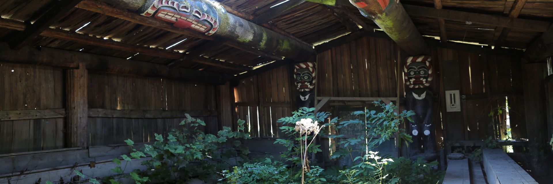 The interior view of an indoor garden inside an Indigenous structure