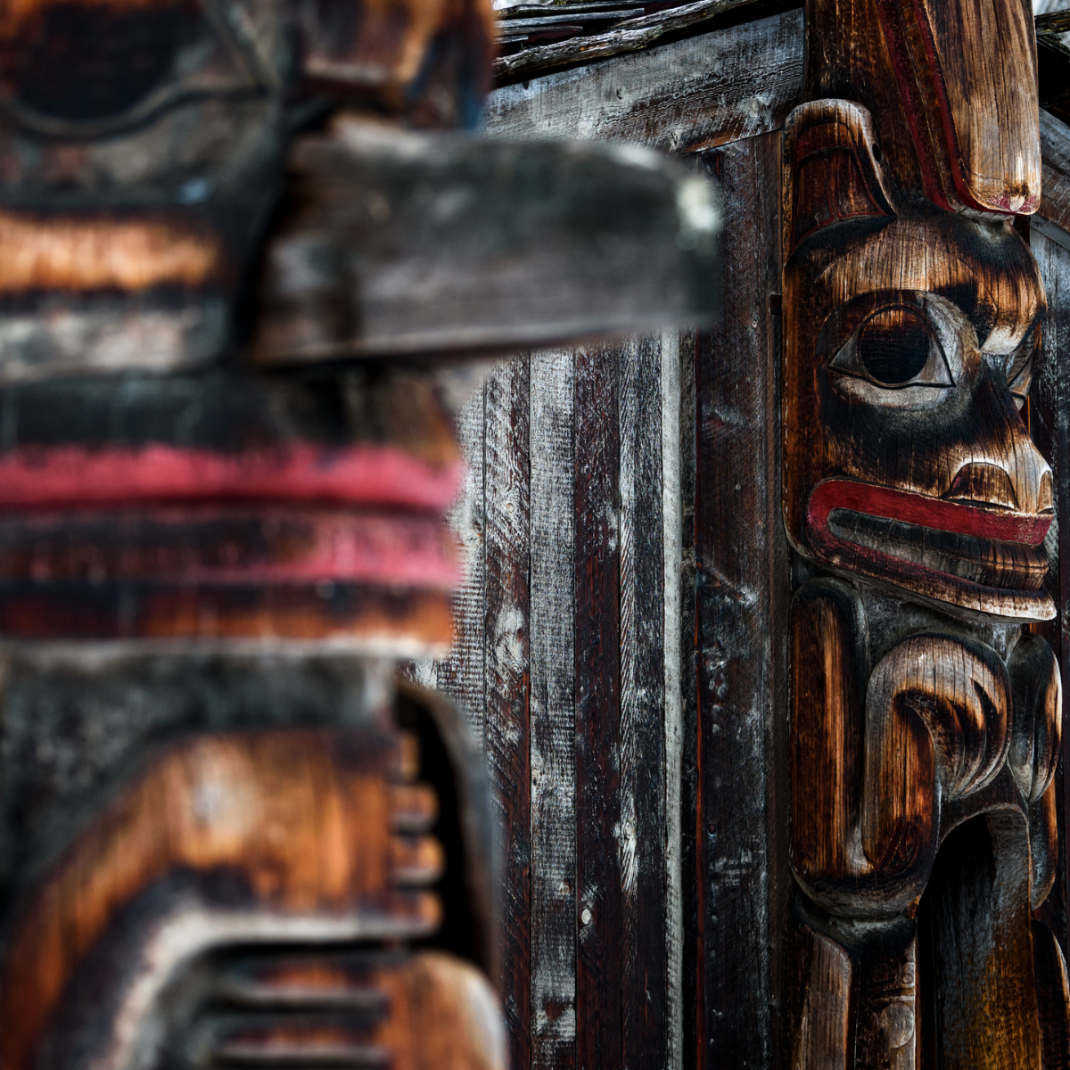 Two up close Totem Poles